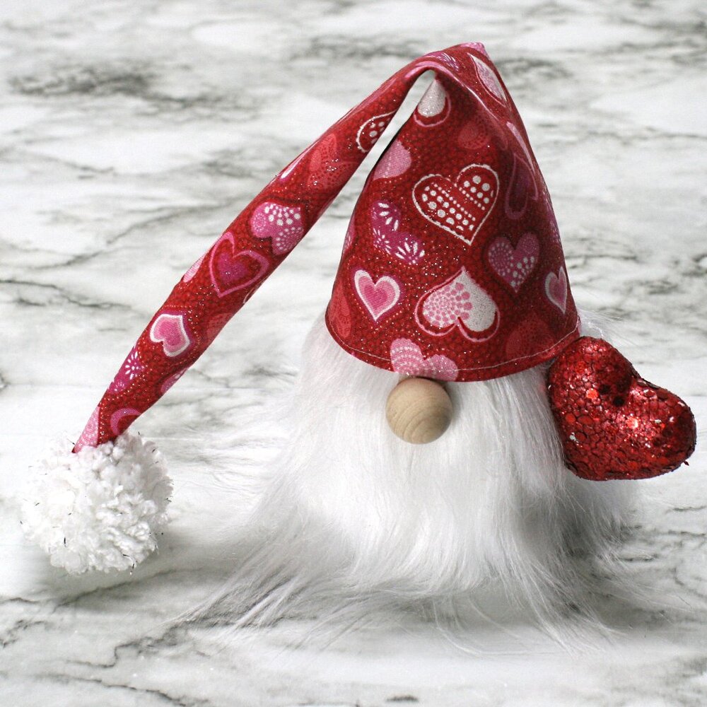 HAND CRAFTED Gnome Valentine's Day Hearts Glitter Air Freshener Cover White Red